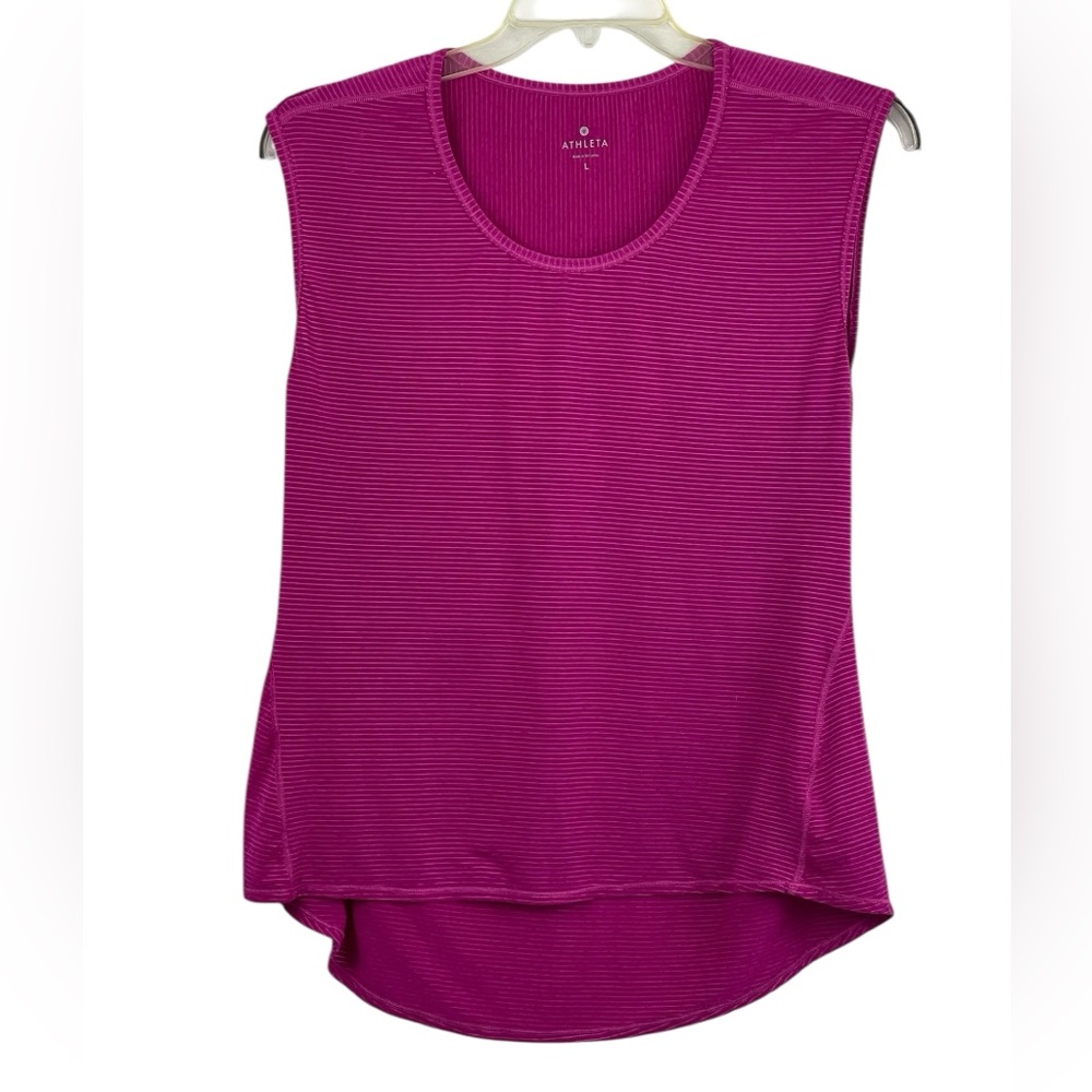 Athleta Chi striped muscle tank in Berry Crush. Size large. GUC